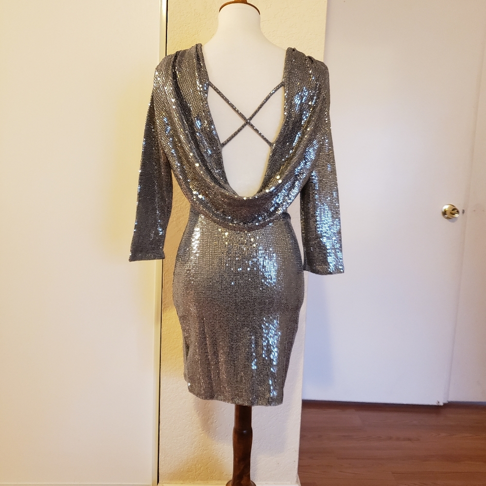 Sequin Mini Dress - Silver - Picture 6 of 6